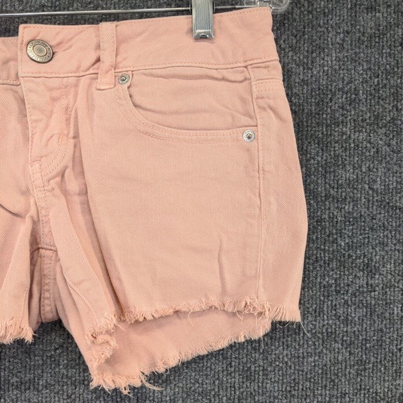 American Eagle Womens Cut Off Jean Shorts Pink Size 4 Stretch - Picture 7 of 11
